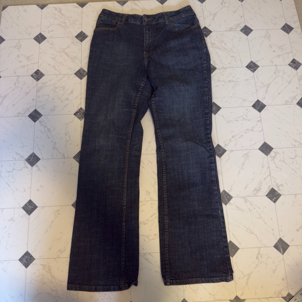 Women's Dark Indigo Bootcut Jeans Embroidered Pockets Studs